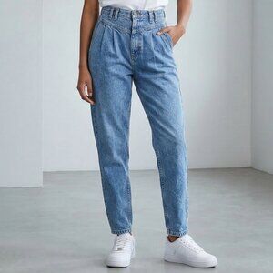 Rare Vintage 80s Lee Drop-waist Pleated Jeans Union Made in USA Size 8